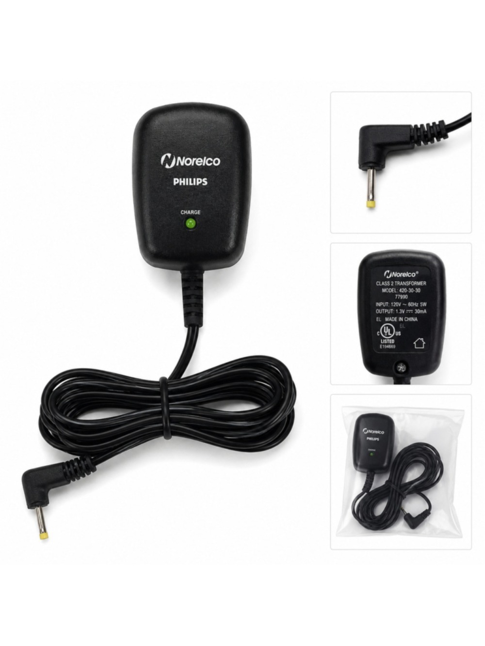 Norelco 1.3V Razor Charger Power Cord 420-3030 77990 OEM New Replacement